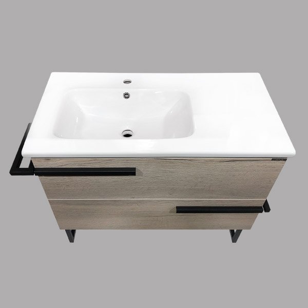 Мебель для ванной Comforty Дюссельдорф-90 с раковиной Comforty 9090EL, цвет дуб дымчатый