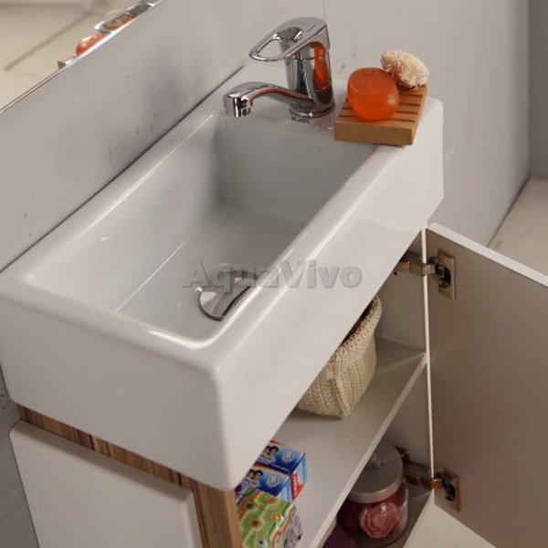 Мебель для ванной Акватон Эклипс 46 М правая, цвет белый/эбони светлый