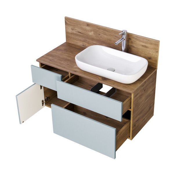 Мебель для ванной Акватон Мишель 100, цвет фьорд / дуб рустикальный - фото 1