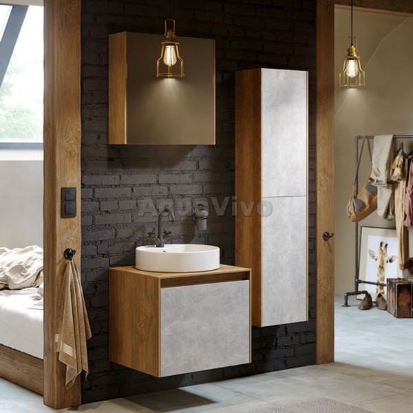 Мебель для ванной Aqwella Mobi 60, цвет дуб балтийский/бетон светлый
