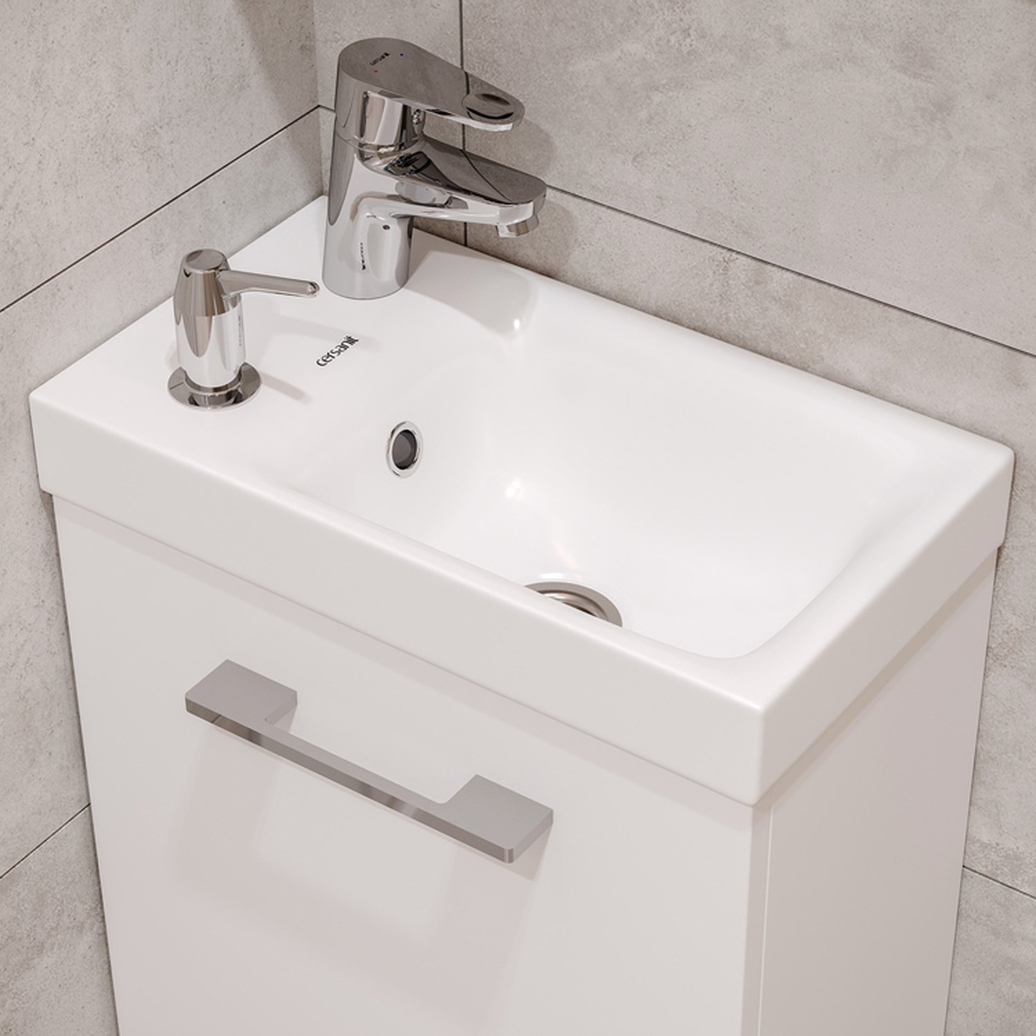 Мебель для ванной Cersanit Lara 40, с раковиной, смесителем и дозатором для мыла, цвет белый