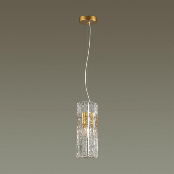 Подвесной светильник Odeon Light Merkale 4938/1, арматура золото, плафон стекло прозрачное