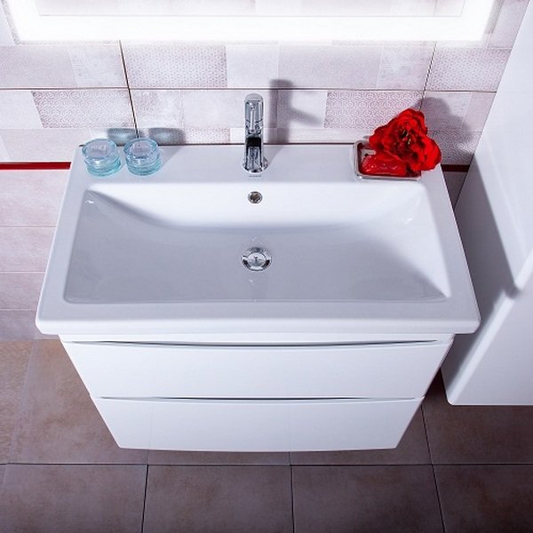 Мебель для ванной Бриклаер Вега 80 подвесная, цвет белый - фото 1