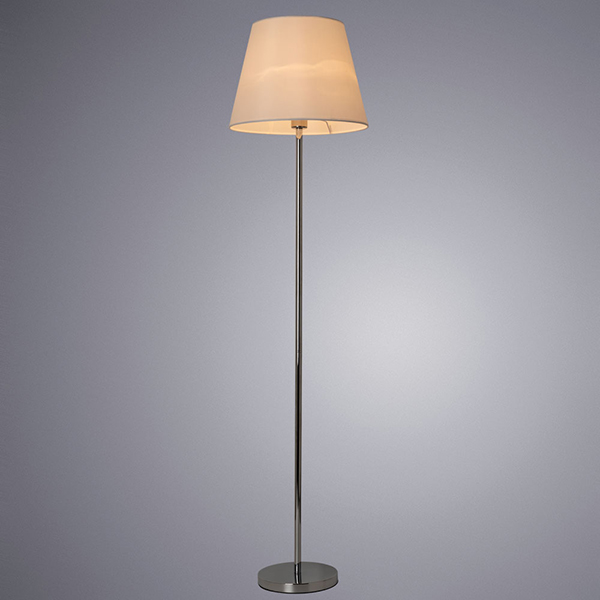 Торшер Arte Lamp Elba A2581PN-1CC, арматура хром, плафон ткань белая, 38х38 см