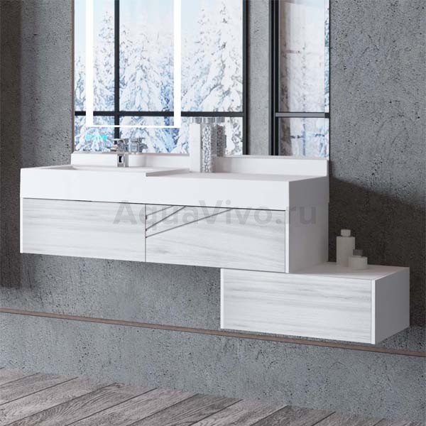 Мебель для ванной Акватон Сакура 120, цвет ольха наварра/белый глянец