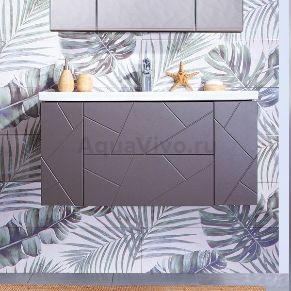 Мебель для ванной Бриклаер Кристалл 100, цвет ясень анкор темный / софт графит - фото 1