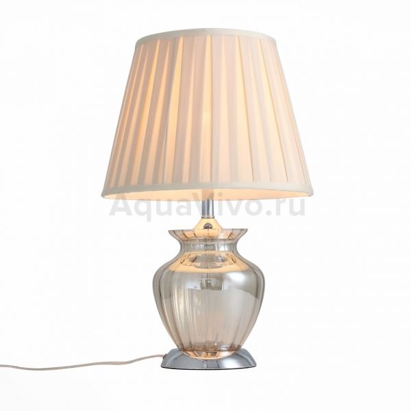 Прикроватная лампа ST Luce Calma SL968.904.01, арматура металл / стекло, цвет хром, желтый, плафон текстиль, цвет бежевый