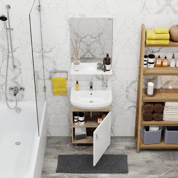 Мебель для ванной Оника Эко 52, цвет белый / дуб сонома - фото 1