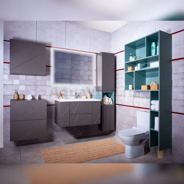 Мебель для ванной Бриклаер Кристалл 90, цвет ясень анкор темный / софт графит - фото 1