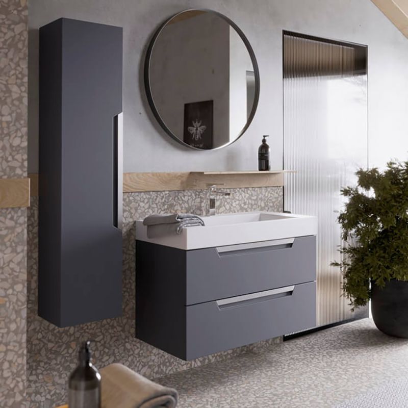 Мебель для ванной Aqwella Cube 90, с 2 ящиками, цвет серый матовый