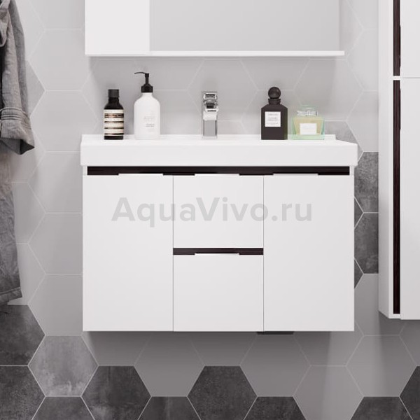 Мебель для ванной Акватон Рене 80, цвет белый / грецкий орех