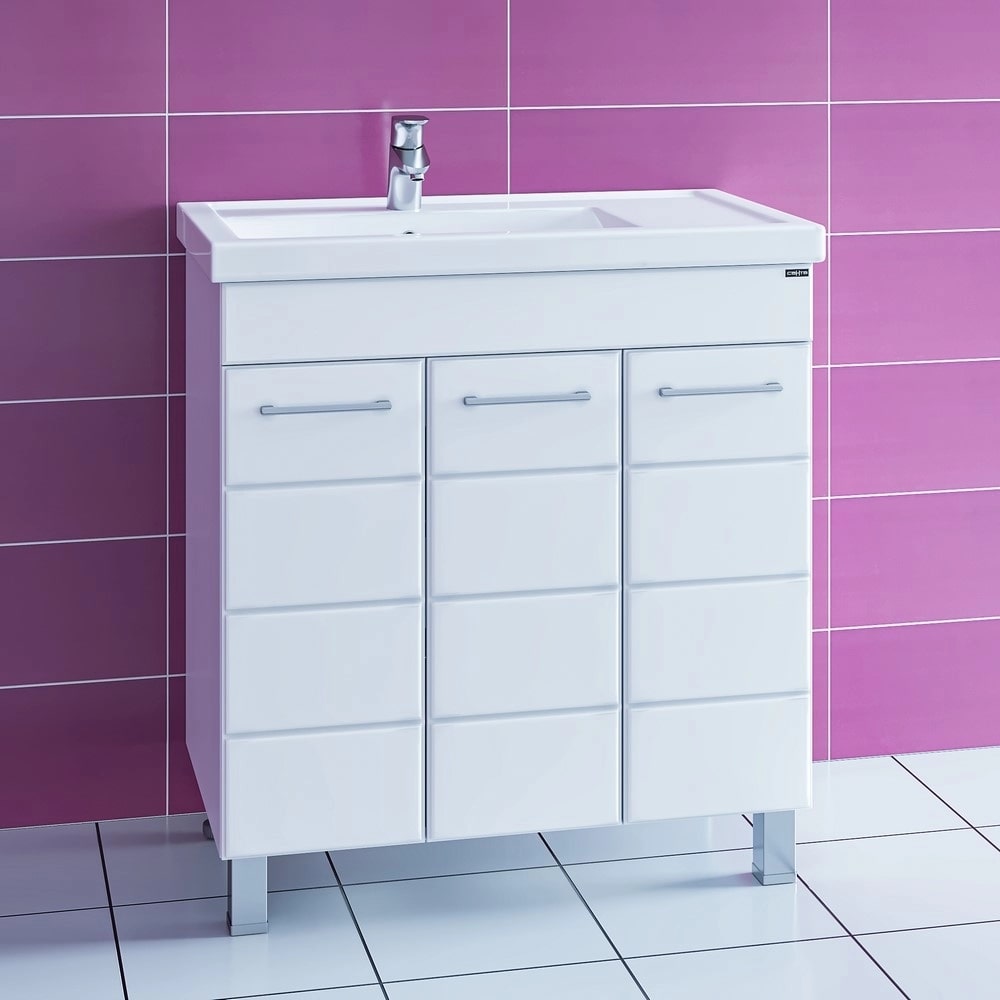 Мебель для ванной Санта Омега 80 П напольная, с дверцами, цвет белый