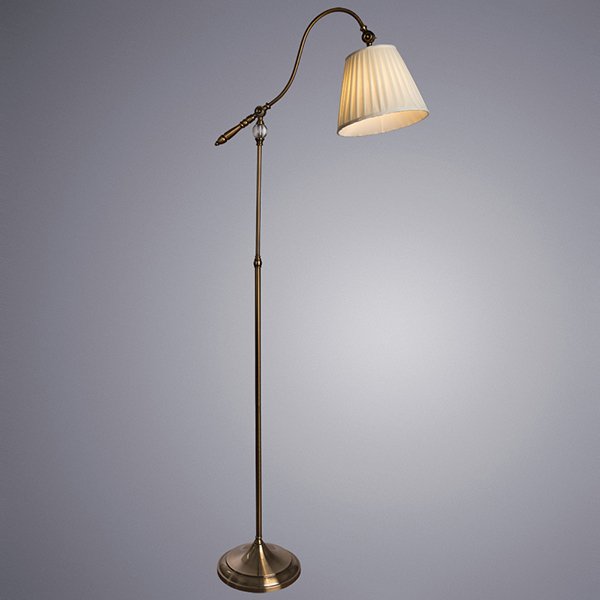 Торшер Arte Lamp Seville A1509PN-1PB, арматура медная / прозрачная, плафон ткань белая, 26х68 см