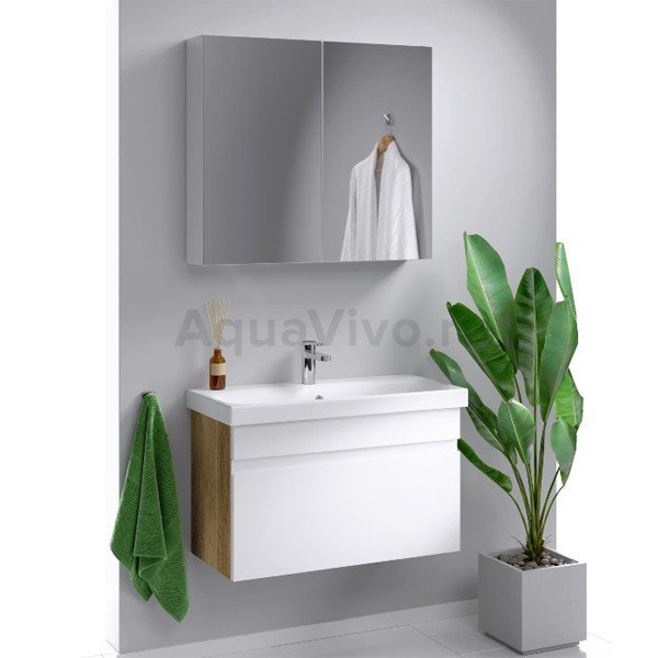 Мебель для ванной Aqwella Smart 80, цвет дуб балтийский / белый - фото 1