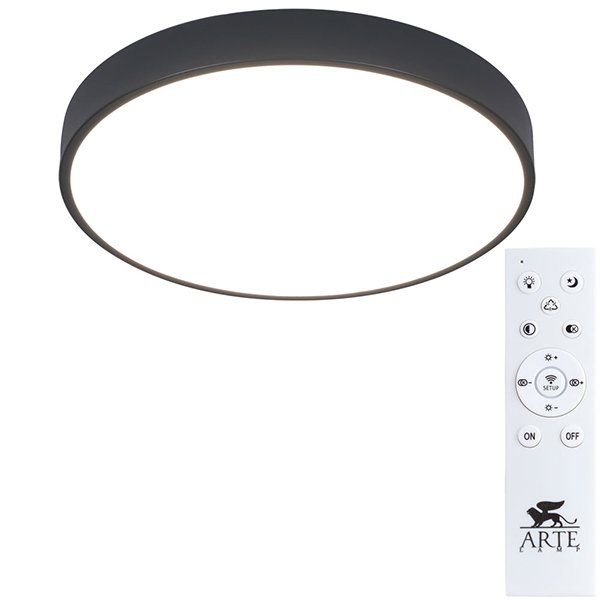 Потолочный светильник Arte Lamp Arena A2661PL-1BK, арматура черная, плафон акрил белый, 40х40 см
