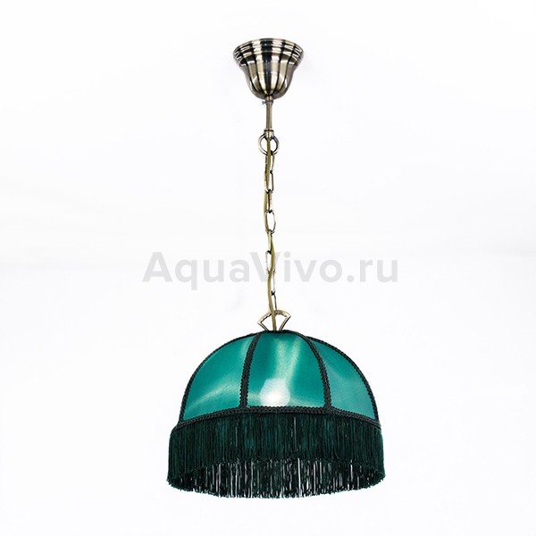 Подвесной светильник Citilux Базель CL407112, арматура бронза, плафон ткань зеленая, 31х31 см