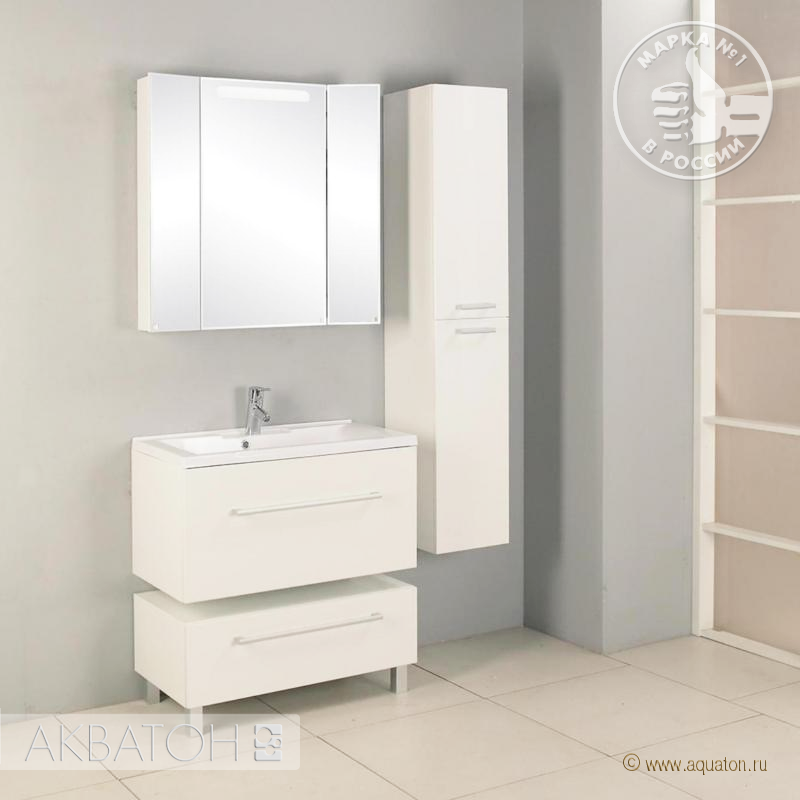 Мебель для ванной Акватон Мадрид 80 с одним ящиком, цвет белый