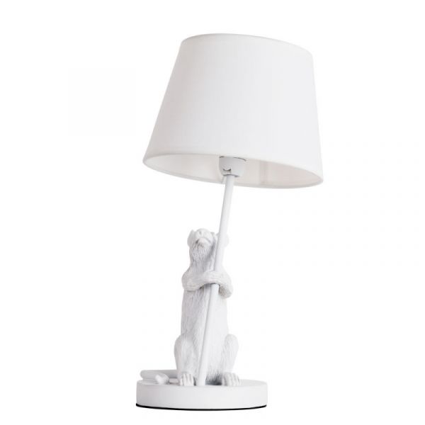 Настольная лампа Arte Lamp Gustav A4420LT-1WH, арматура белая, плафон ткань белая, 17х17 см