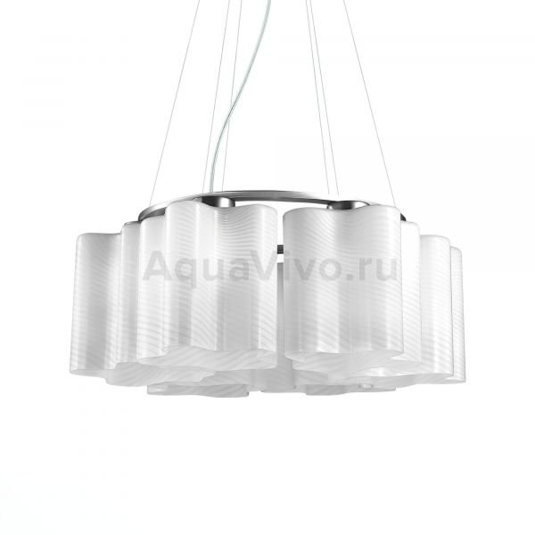 Подвесная люстра ST Luce Onde SL117.503.06, арматура металл, цвет серебро, плафон стекло, цвет белый кварцевый, прозрачный