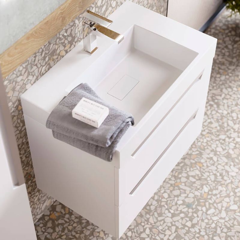 Мебель для ванной Aqwella Cube 70, с 2 ящиками, цвет белый матовый - фото 1