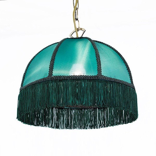 Подвесной светильник Citilux Базель CL407112, арматура бронза, плафон ткань зеленая, 31х31 см