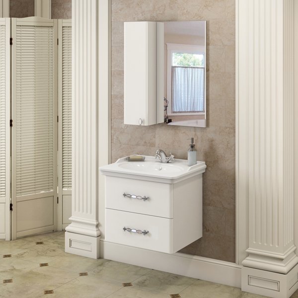 Шкаф-зеркало Comforty Неаполь 65, цвет белый глянец