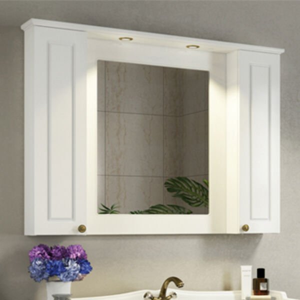 Шкаф-зеркало Comforty Палермо 120, цвет белый глянец