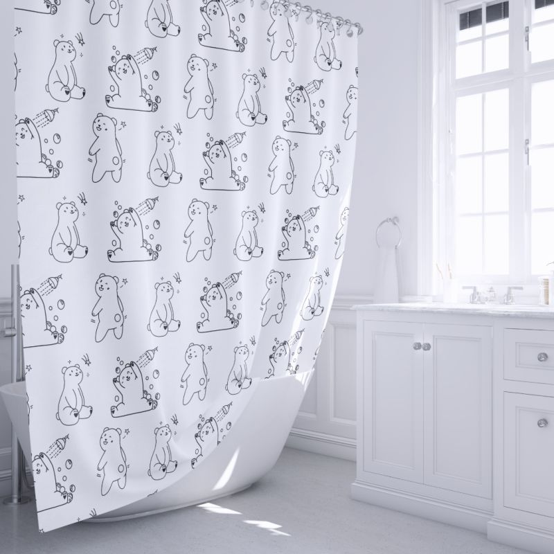 Штора для ванной Fixsen Teddy Wash FX-1505, цвет белый с рисунком
