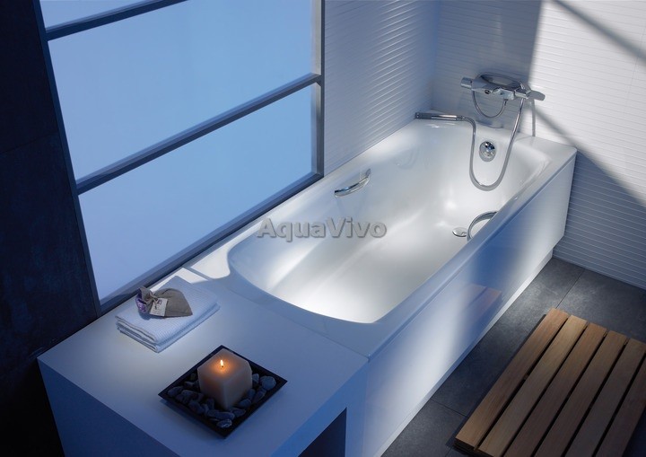 Стальная ванна Roca Swing 2200E0000 180х80, с антискользящим покрытием, с отверстиями под ручки - фото 1
