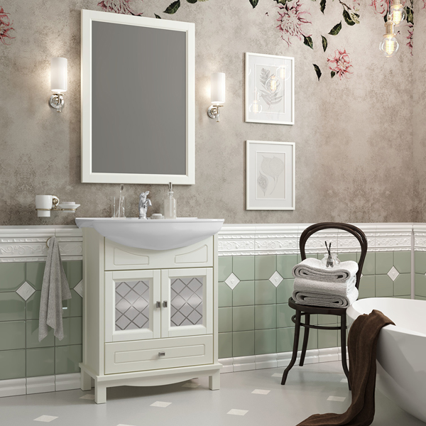 Мебель для ванной Опадирис Омега 65, цвет слоновая кость