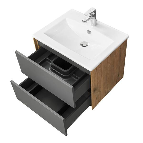 Мебель для ванной Акватон Сохо 60, цвет дуб веллингтон / графит софт