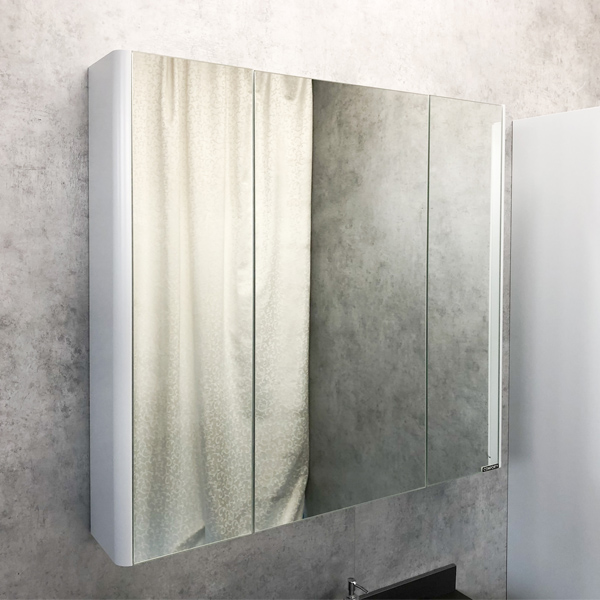 Шкаф-зеркало Comforty Сорренто 90, цвет светло-серый