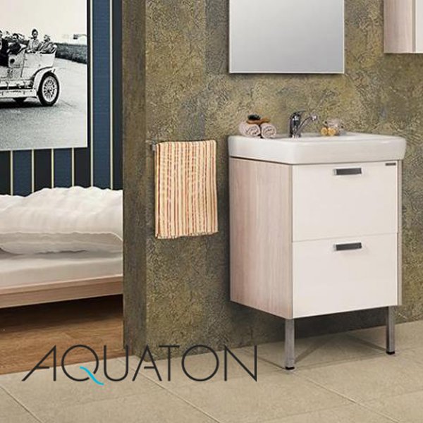 Мебель для ванной Акватон Йорк 55, цвет белый/ясень фабрик