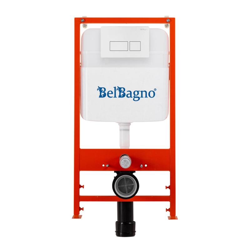 Инсталляция BelBagno BB026 для подвесного унитаза, с белой кнопкой смыва BB042BL