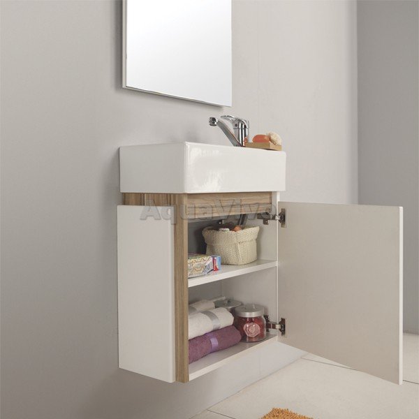 Мебель для ванной Акватон Эклипс 46 М правая, цвет белый/эбони светлый