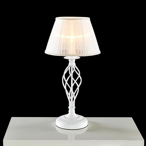 Интерьерная настольная лампа Citilux Ровена CL427810, арматура белая, плафон ткань белая, 18х18 см