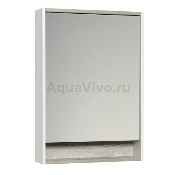 Шкаф-зеркало Акватон Капри 60 (2 стеклянные полки за дверцей), цвет бетон пайн
