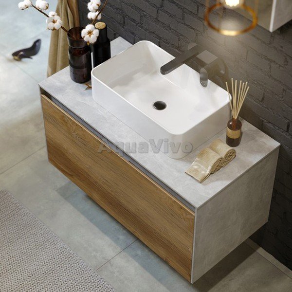 Мебель для ванной Aqwella Mobi 100, цвет бетон светлый/дуб балтийский - фото 1