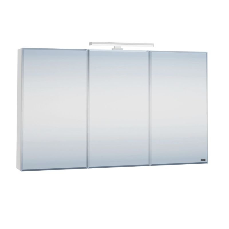 Шкаф-зеркало Санта Стандарт 120, с подсветкой, цвет белый