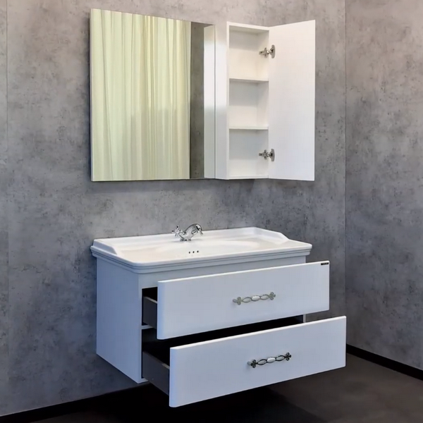 Шкаф-зеркало Comforty Неаполь 100, цвет белый глянец