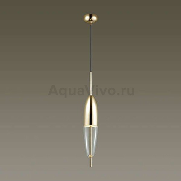 Подвесной светильник Odeon Light Larus 4613/5L, арматура золото, плафон металл / стекло золото / прозрачное, 10х150 см - фото 1