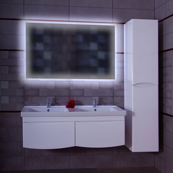 Зеркало Бриклаер Вега 125x80, с подсветкой и часами