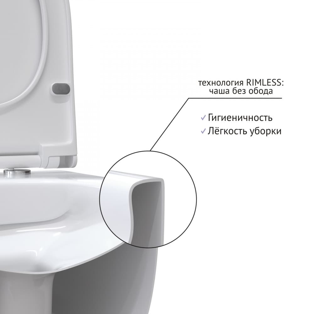 Унитаз Berges Ego XL 082118 подвесной, безободковый, с сиденьем микролифт, цвет белый - фото 1
