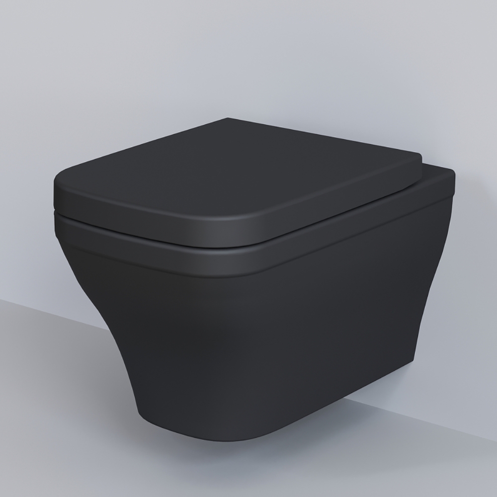 Унитаз Ambassador Benefit 203T20201R-202T20201 подвесной, безободковый, с сиденьем микролифт, цвет черный матовый - фото 1