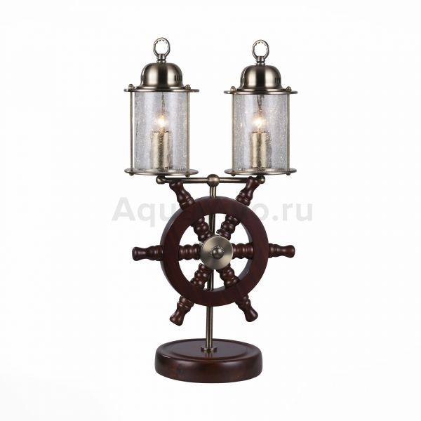 Прикроватная лампа ST Luce Volantino SL150.304.02, арматура металл / дерево, цвет бронза, коричневый, плафон стекло, цвет прозрачный