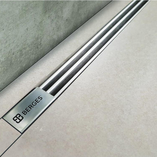 Душевой лоток Berges Super Slim 090155 с решеткой 100x9 см, боковой выпуск, с возможностью изменения длины, цвет хром матовый