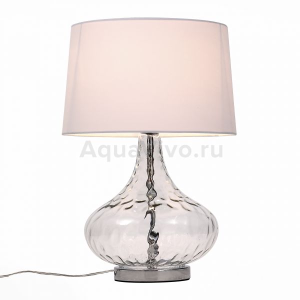 Прикроватная лампа ST Luce Ampolla SL973.104.01, арматура металл / стекло, цвет хром, прозрачный, плафон текстиль, цвет белый