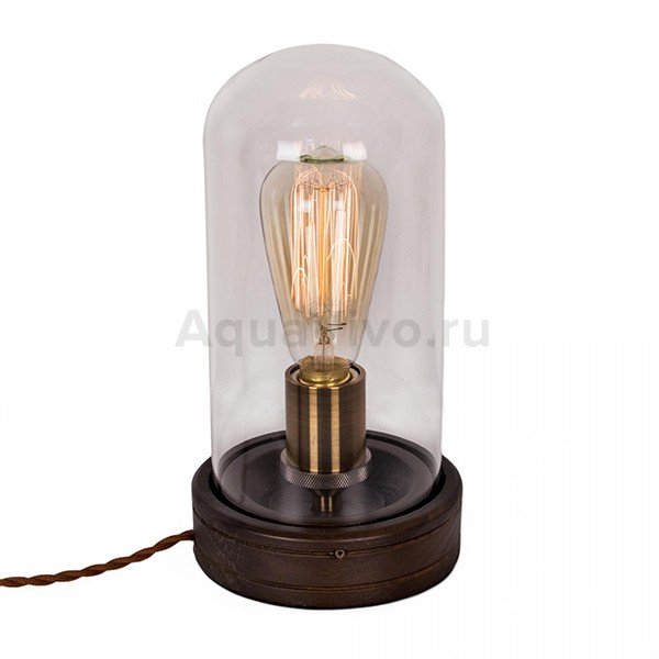 Интерьерная настольная лампа Citilux Эдисон CL450801, арматура бронза / венге, плафон стекло прозрачное, 14х14 см