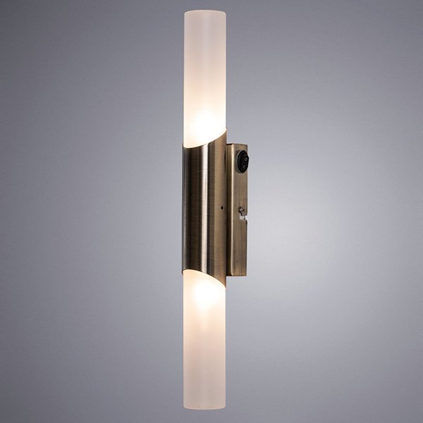 Бра Arte Lamp Aqua-Bastone A2470AP-2AB, арматура бронза, плафоны стекло белое, 45х8 см - фото 1