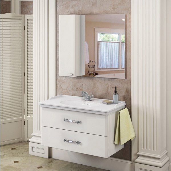 Шкаф-зеркало Comforty Неаполь 100, цвет белый глянец - фото 1
